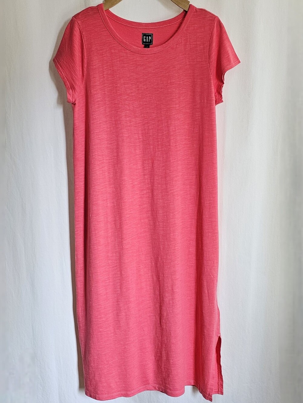 GAP Coral Pink Short Sleeve Midi T-Shirt Dress - Picture 2 of 16